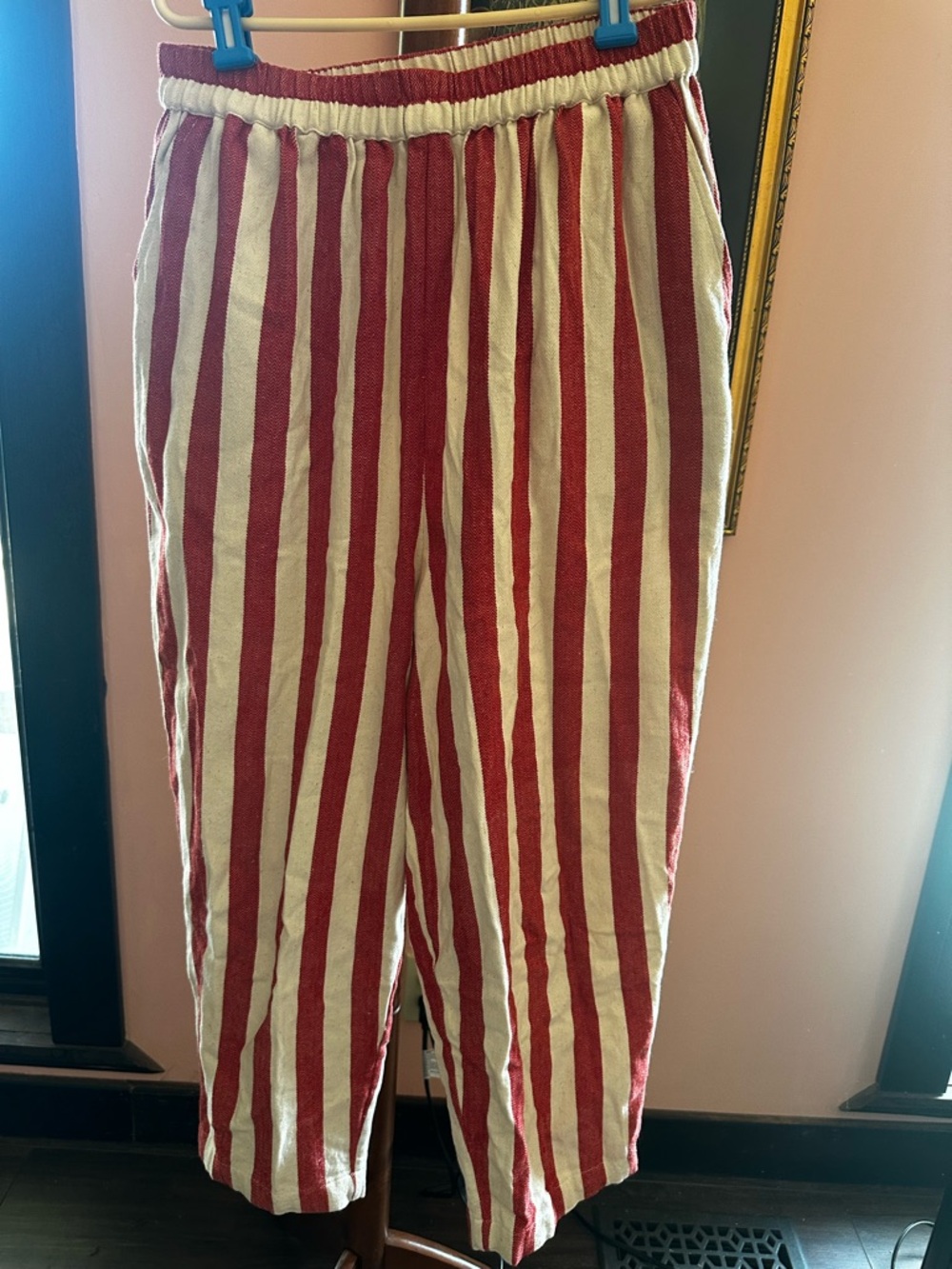 Women’s Red & White Striped Relaxed Pants